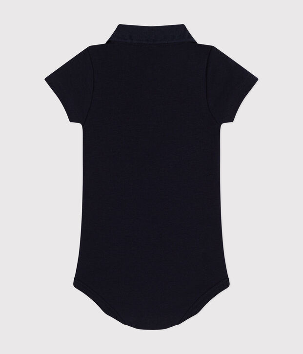 Babies' Short-Sleeved Cotton Bodysuit with Polo Shirt Collar SMOKING