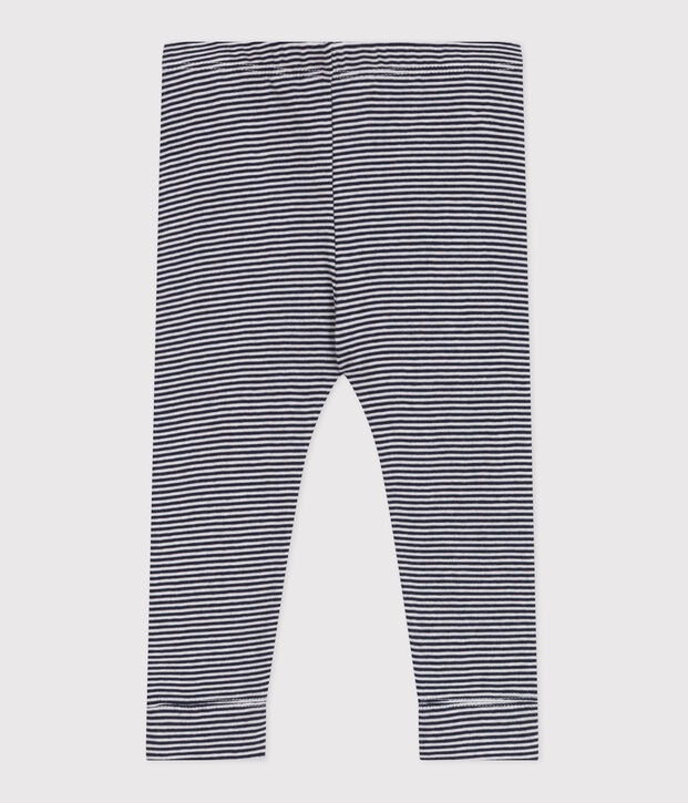 Babies' pinstripe print cotton leggings blue/white