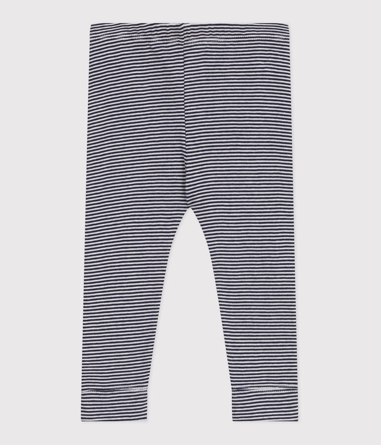 Babies' pinstripe print cotton leggings blue/white