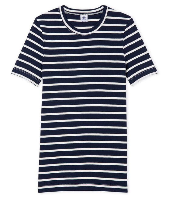 women's short sleeved striped t-shirt SMOKING blue/MARSHMALLOW white