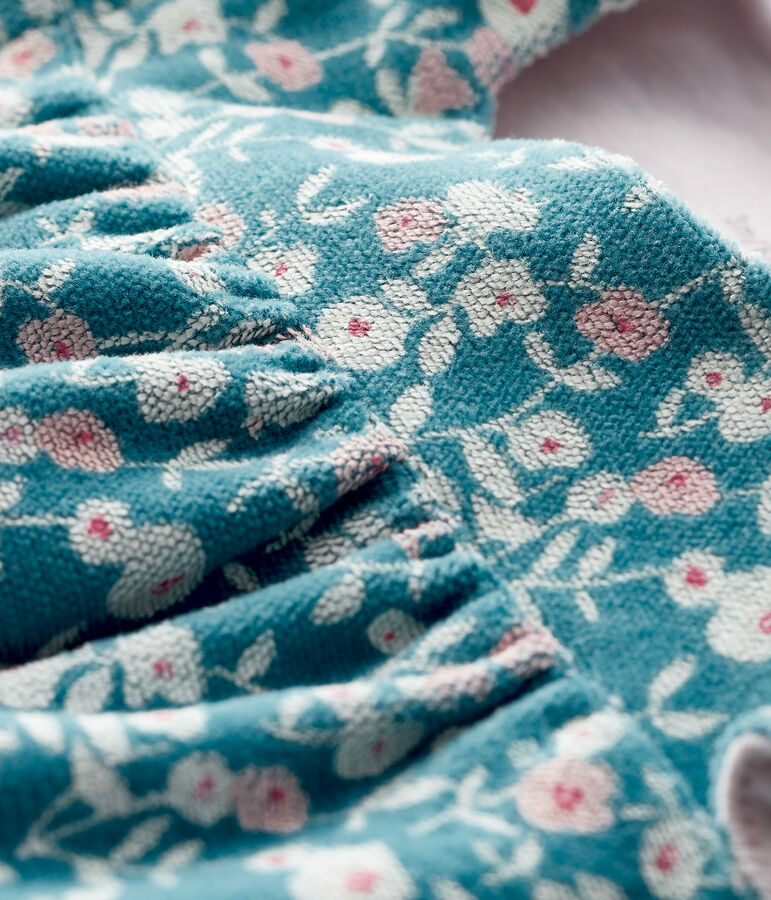 Baby Girls' Long-Sleeved Floral Velour Dress green/multicolor