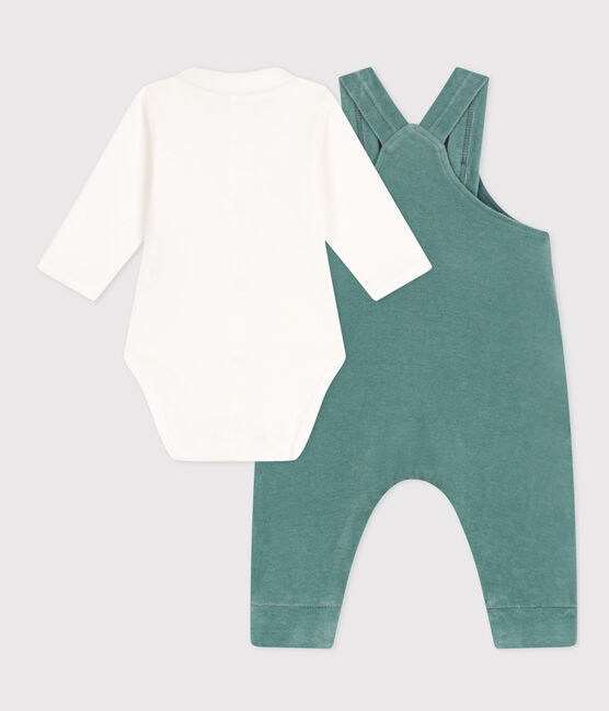Babies' Velour Dungarees and Bodysuit BRUT green