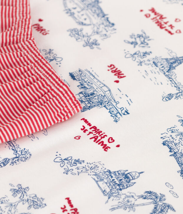 Children's midi-length Paris print cotton short pyjamas white/multicolor