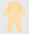 Babies' Stripy Wool and Organic Cotton Jumpsuit OCRE yellow/MARSHMALLOW white