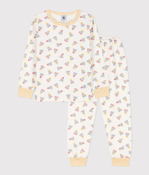 Children's Hat Fleece Pyjamas white/multicolor