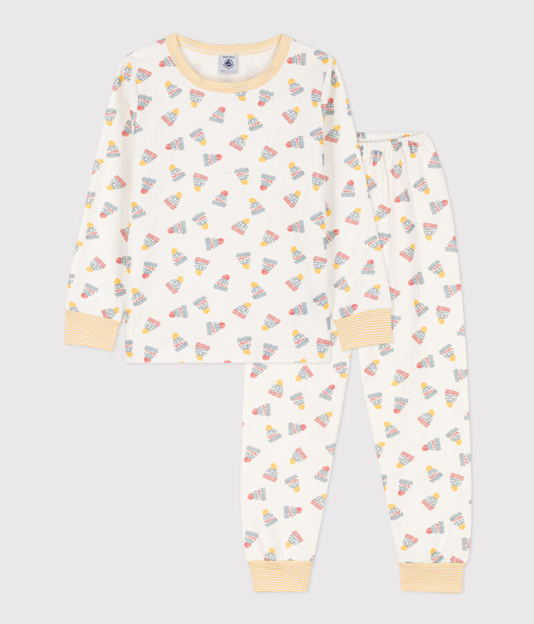 Children's Hat Fleece Pyjamas white/multicolor