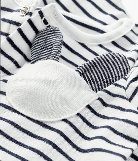 Baby Girls' Rib Knit Playsuit MARSHMALLOW white/SMOKING blue