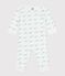 Babies' footless whale print cotton pyjamas MARSHMALLOW /SPRAY