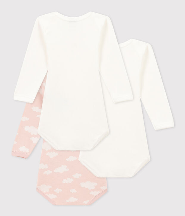 Long-Sleeved Cotton Cloud Themed Bodysuits - 3-Pack multicolor