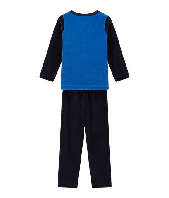 Boy's velour pyjamas with collegiate motif SMOKING blue/PERSE blue