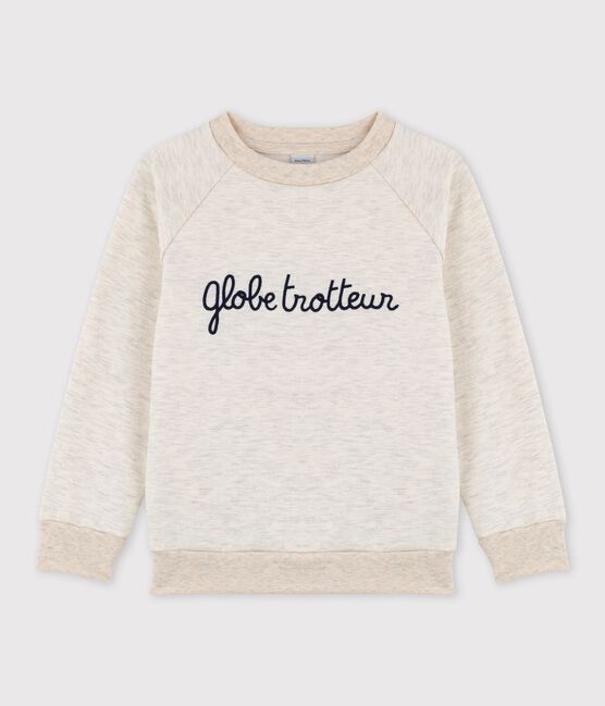 Children's Unisex Embroidered Fleece Sweatshirt MONTELIMAR CHINE beige