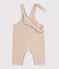 Babies' long-leg plain twill dungarees beige