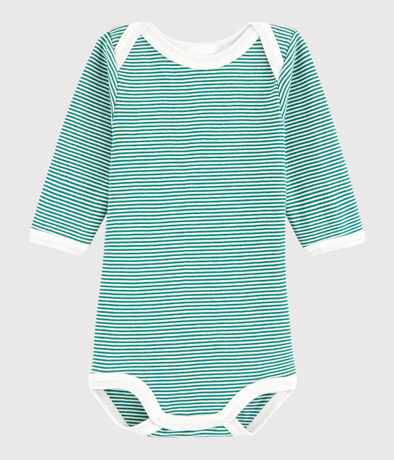 Baby Boys' Long-Sleeved Bodysuit ECOLOGY green/MARSHMALLOW white
