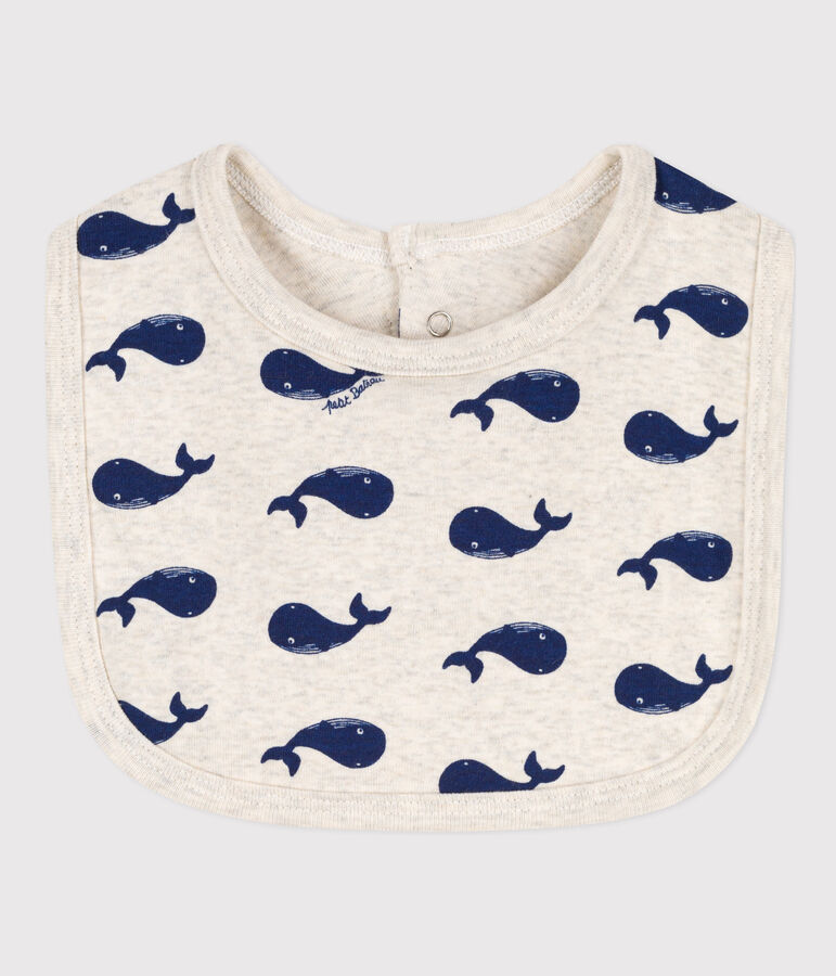 Cotton Whale Bib beige/blue
