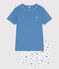 Children's short cotton pyjamas ALASKA blue/MARSHMALLOW white