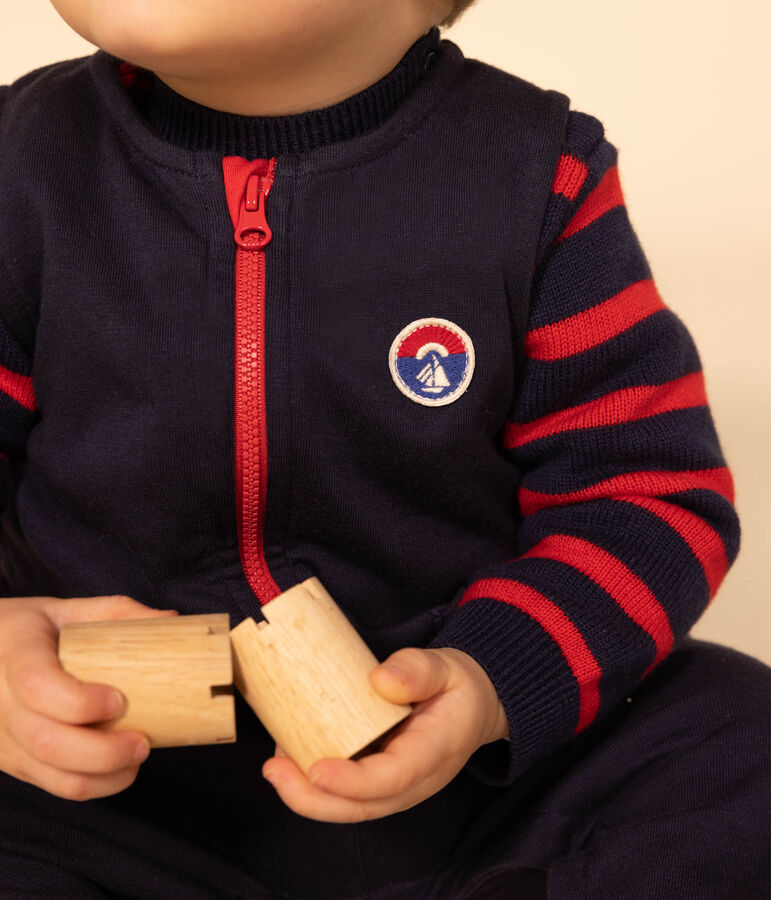 Babies' Sleeveless Thick Jersey Jumpsuit blue