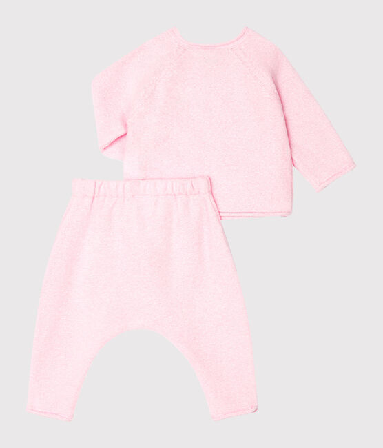 Babies' Clothing in Cotton/Merino Wool/Polyester - 2-Piece Set FLEUR pink