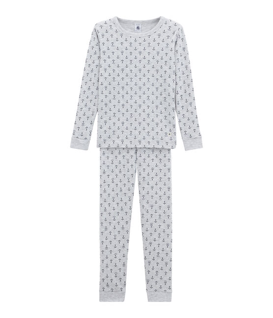 Little boy's pyjamas POUSSIERE grey/MEDIEVAL blue