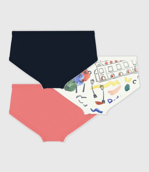 Pack of children's high-waisted printed cotton pants multicolor