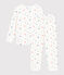 Children's heart-print velour pyjamas MARSHMALLOW white/MULTICO white