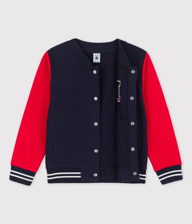 Unisex Children's Fleece Baseball Cardigan red/blue