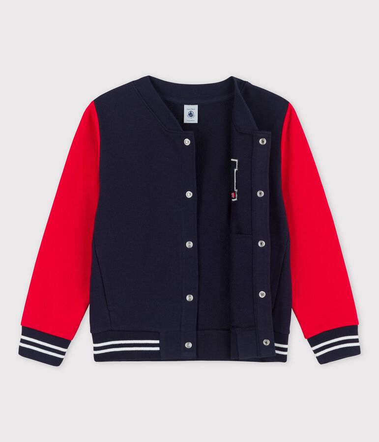 Unisex Children's Fleece Baseball Cardigan PEPS red/SMOKING blue