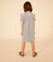 Girls' Stripy Short-Sleeved Cotton Dress AVALANCHE white/SMOKING blue