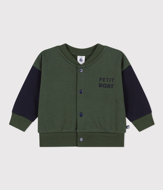 Babies' Fleece Baseball Jacket green/blue