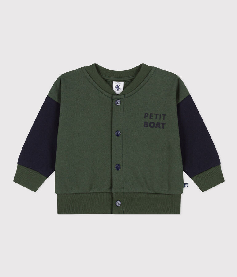 Babies' Fleece Baseball Jacket green/blue