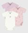 Pack of babies' short-sleeved printed cotton wrapover bodies variante 1