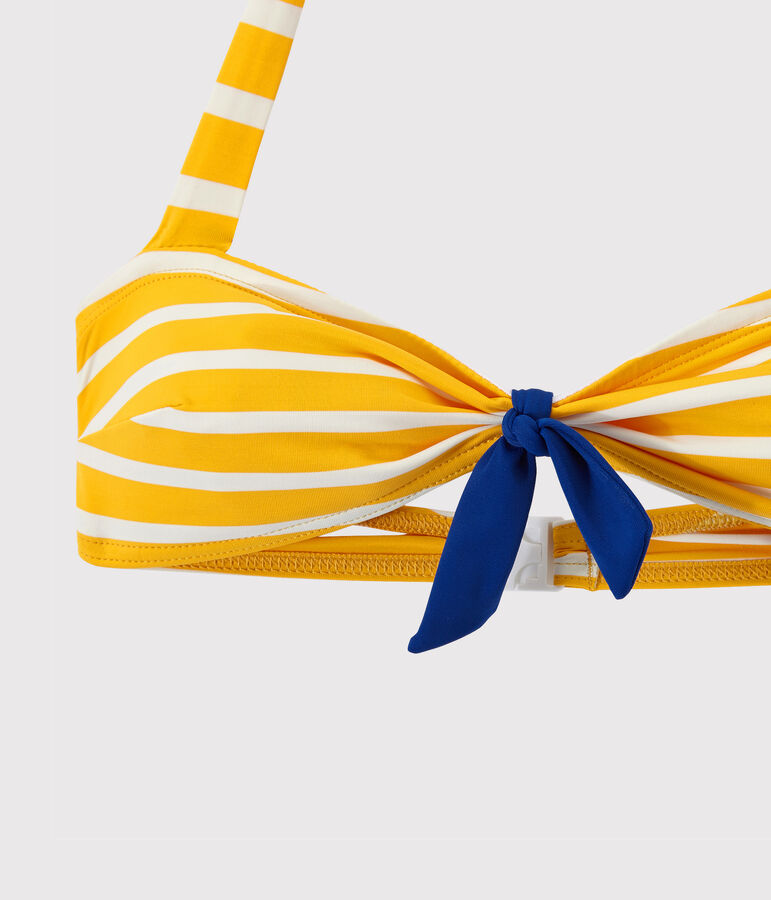 Women's striped two-piece swimsuit yellow/white