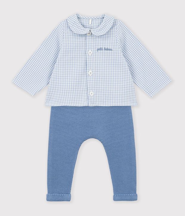 Babies' outfit in cotton with embroidery on the chest and a gingham print multicolor