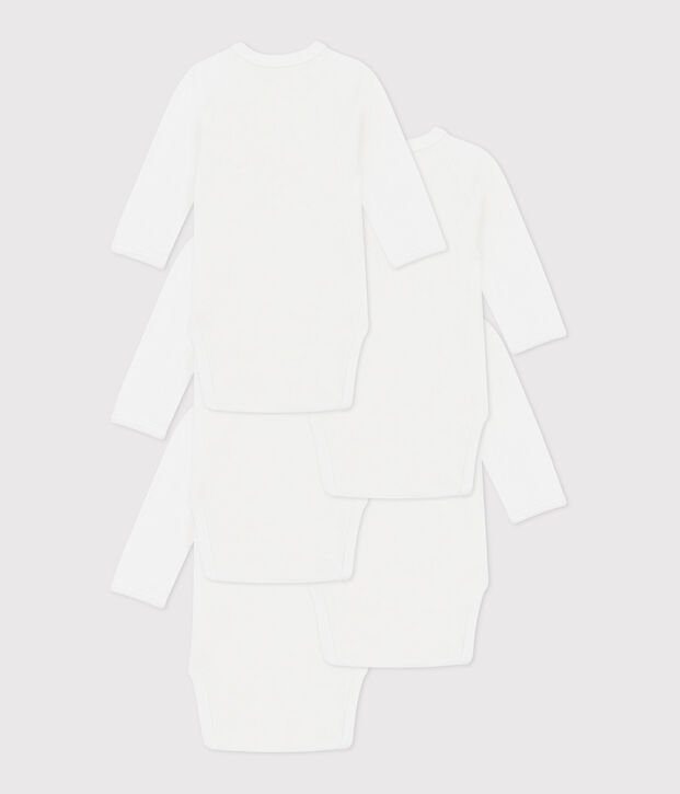 Babies' long-sleeved wrapover cotton bodysuits - 5-Pack multicolor