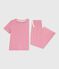 Children's cotton pyjamas with short sleeves and wide stripy legs PEONIA pink/MARSHMALLOW