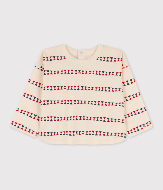 Babies' Long-Sleeved Printed Cotton T-Shirt AVALANCHE white/MULTICO