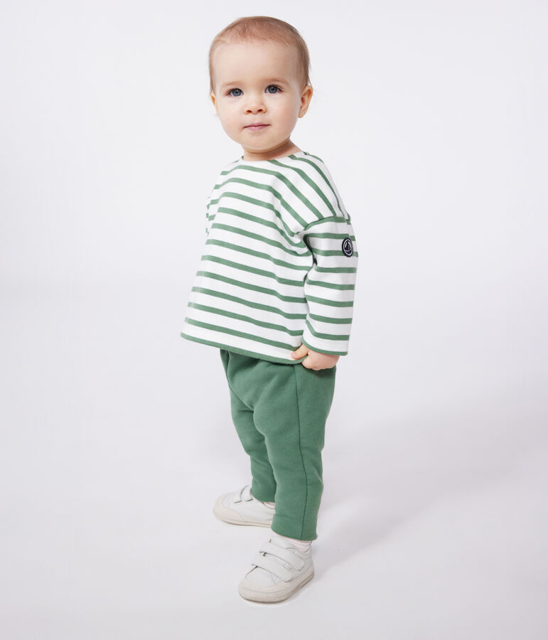 Baby sailor top in thick cotton white/green