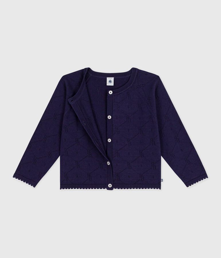 Children's plain cotton cardigan blue