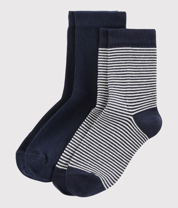 2 pairs of children's stripy cotton socks multicolor