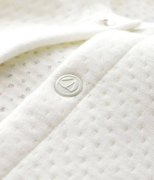 Baby girl's tubular knit cardigan white