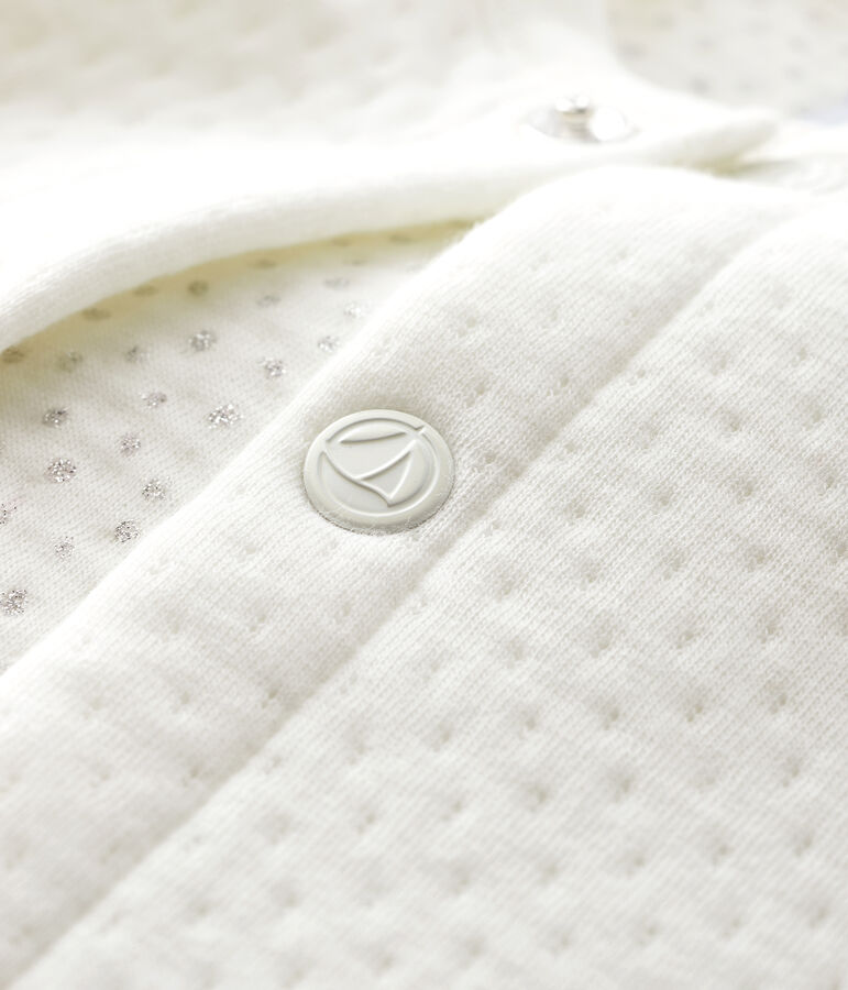 Baby girl's tubular knit cardigan MARSHMALLOW white