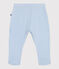 Newborn babies' plain cotton trousers with feet TOUDOU blue