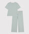 Women's Pinstriped Cotton Pyjamas PAUL blue/MARSHMALLOW white