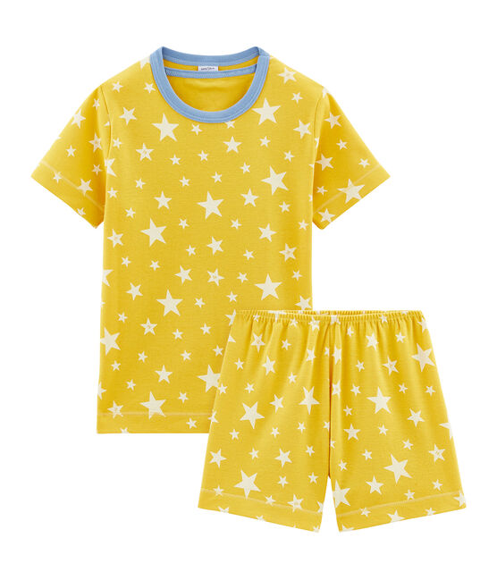 Boys' short Pyjamas HONEY yellow/MARSHMALLOW white