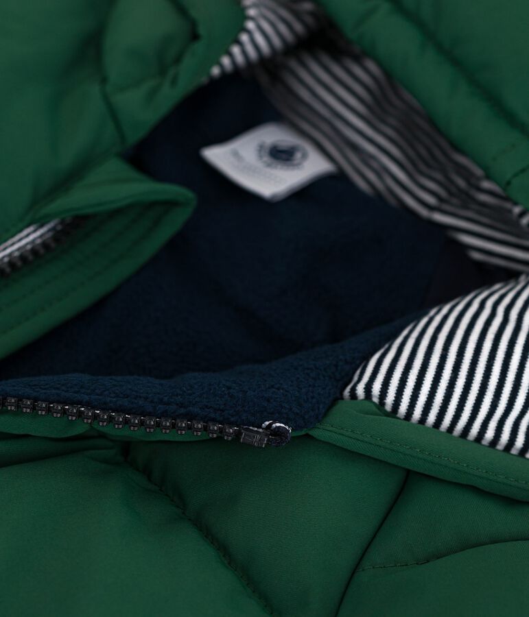 Babies' puffer jacket in plain polyester green