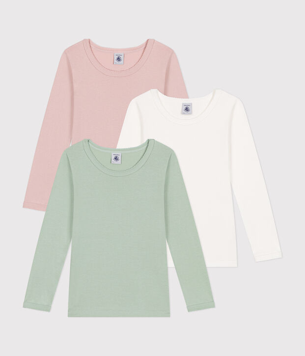 Children's long-sleeved plain T-shirts - 3-pack multicolor