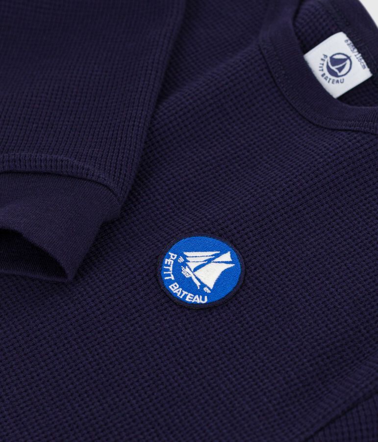 Children's long-sleeved plain cotton T-shirt blue