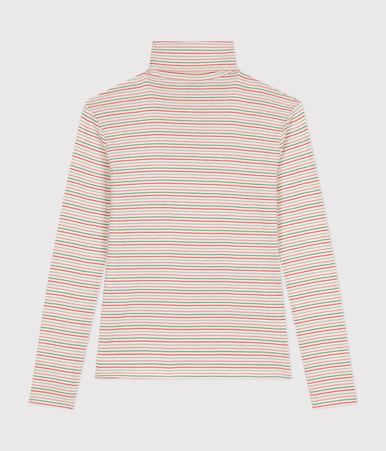 Women's Iconic roll neck cotton T-shirt AVALANCHE white/MULTICO