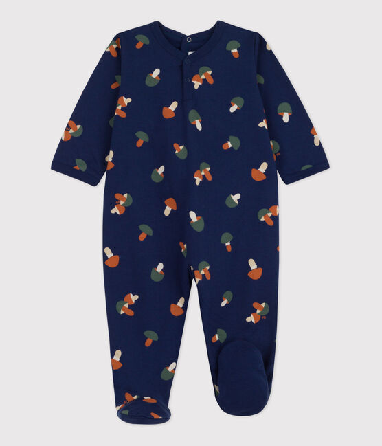 Babie's Mushroom Patterned Double-Sided Jersey Sleepsuit MEDIEVAL blue/MULTICO white