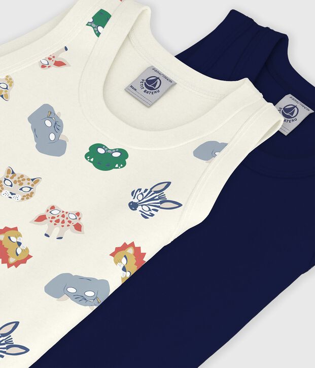Pack of children's mask print cotton tank tops multicolor
