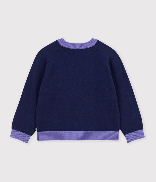 Children's plain wool and cotton cardigan SOIR
